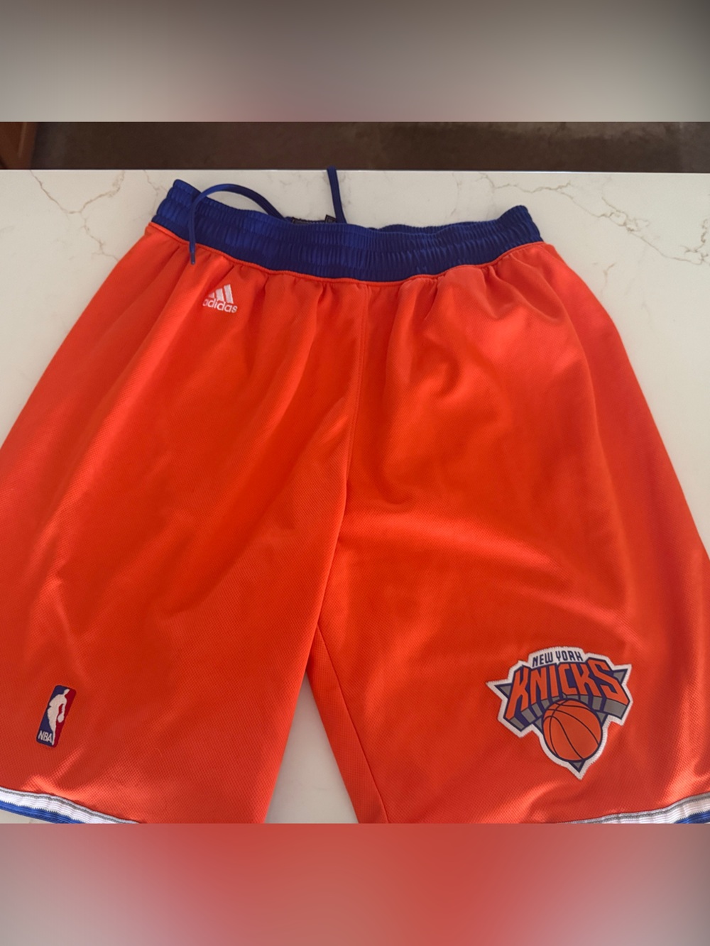 Men’s KNICKS adidas Orange and Blue  Basketball Shorts Large